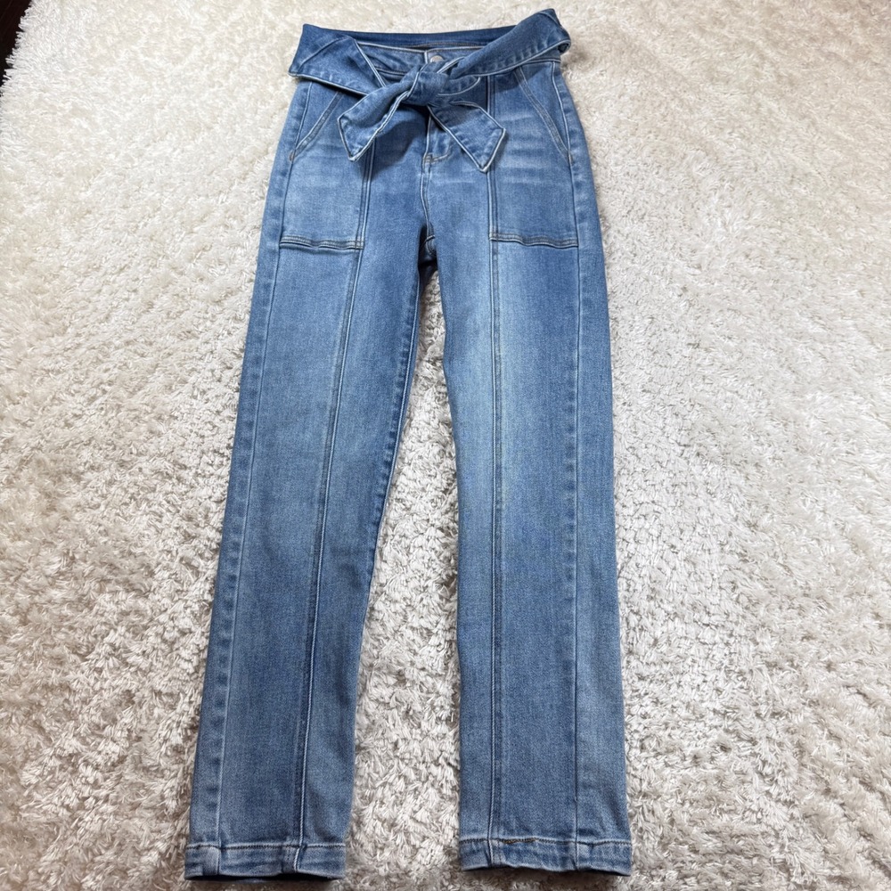 Risen Los Angeles Jeans Women's 26 3 Tie Waist High Rise Light Wash Denim Street